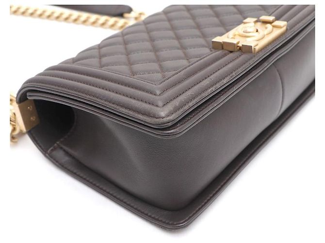 Chanel Borsa Boy Medium in pelle d'agnello con catena dorata, borsa a tracolla e crossbody Marrone - vista 13