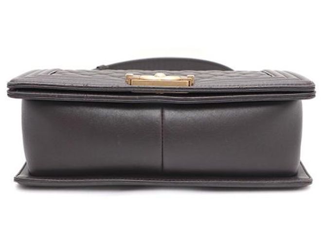 Chanel Borsa Boy Medium in pelle d'agnello con catena dorata, borsa a tracolla e crossbody Marrone - vista 14