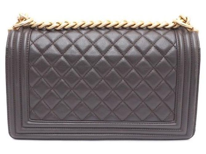 Chanel Borsa Boy Medium in pelle d'agnello con catena dorata, borsa a tracolla e crossbody Marrone - vista 3