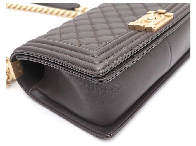 Chanel Borsa Boy Medium in pelle d'agnello con catena dorata, borsa a tracolla e crossbody Marrone - vista 4
