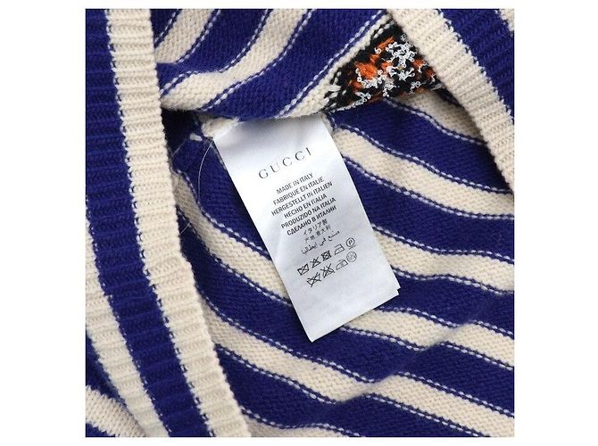 Gucci Tiger Wollstrick mit Marineblau gestreift für Damen - Ansicht 6