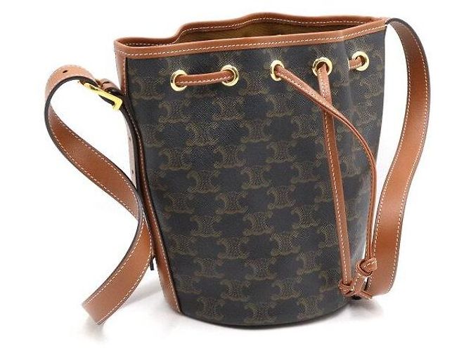 Céline Borsa a secchiello piccola Triomphe a coulisse da spalla e crossbody Marrone - vista 3