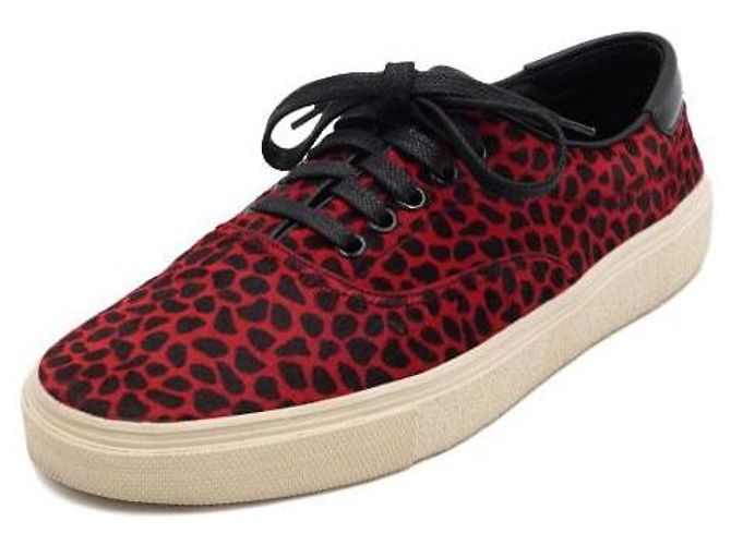 Saint Laurent Sneakers basse da uomo in camoscio Harako leopard rosso - vista 2