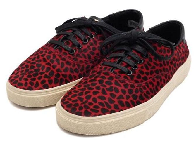 Saint Laurent Sneakers basse da uomo in camoscio Harako leopard rosso - vista 3