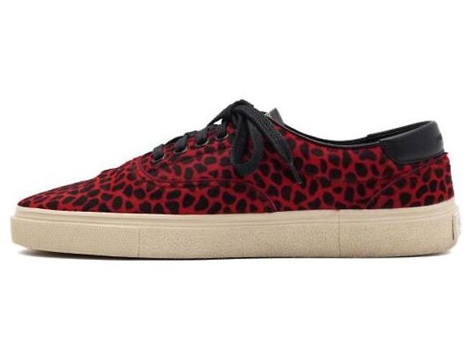Saint Laurent Sneakers basse da uomo in camoscio Harako leopard rosso - vista 4