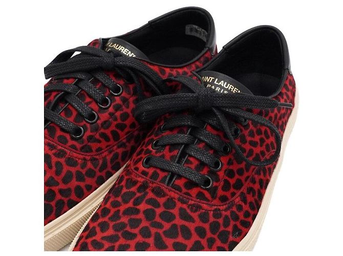Saint Laurent Sneakers basse da uomo in camoscio Harako leopard rosso - vista 5