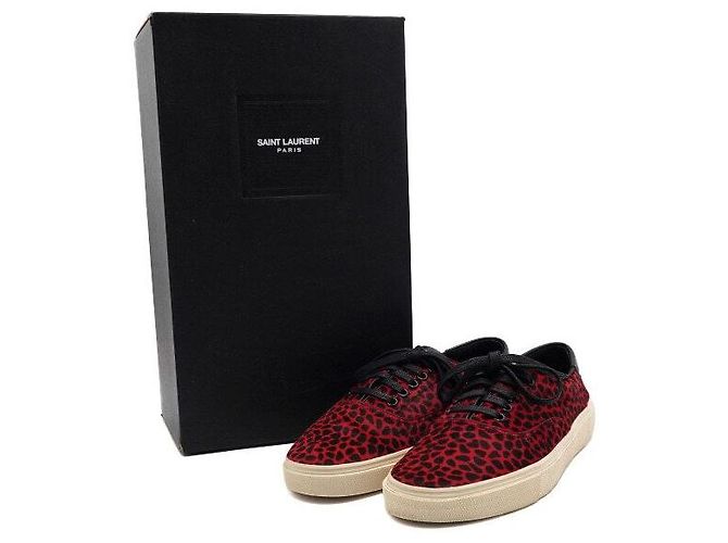 Saint Laurent Sneakers basse da uomo in camoscio Harako leopard rosso - vista 7