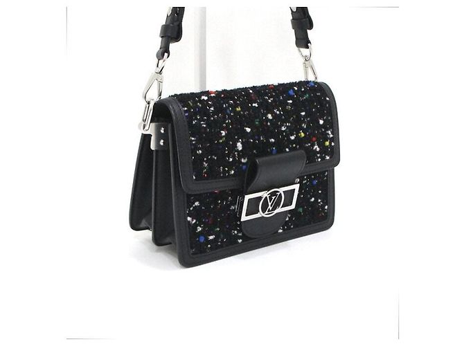 Louis Vuitton Borsa a tracolla e crossbody Mini Dauphine in tweed Nero - vista 3