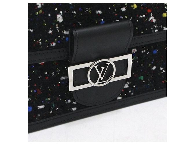 Louis Vuitton Borsa a tracolla e crossbody Mini Dauphine in tweed Nero - vista 8