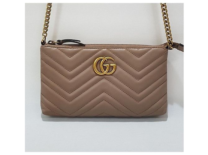 Gucci Borsa a tracolla con catena Marmont WOC Marrone - vista 2