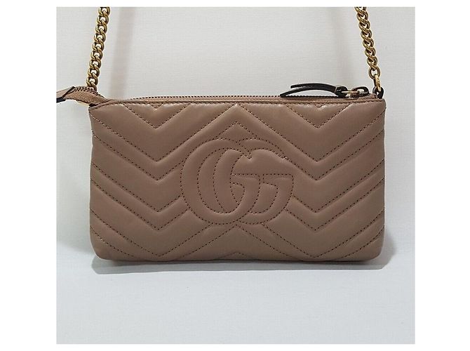 Gucci Borsa a tracolla con catena Marmont WOC Marrone - vista 4