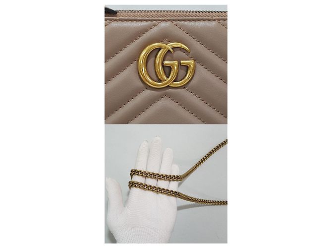 Gucci Borsa a tracolla con catena Marmont WOC Marrone - vista 5