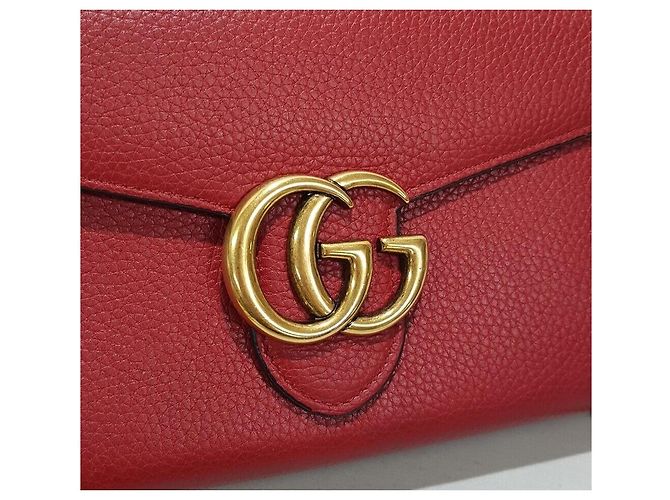 Borsa a tracolla con catena Gucci Marmont WOC Rosso - vista 3