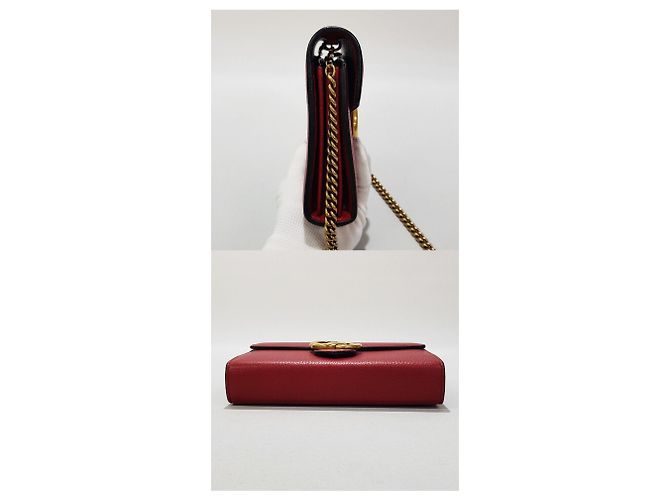 Borsa a tracolla con catena Gucci Marmont WOC Rosso - vista 4