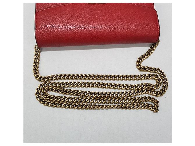 Borsa a tracolla con catena Gucci Marmont WOC Rosso - vista 5