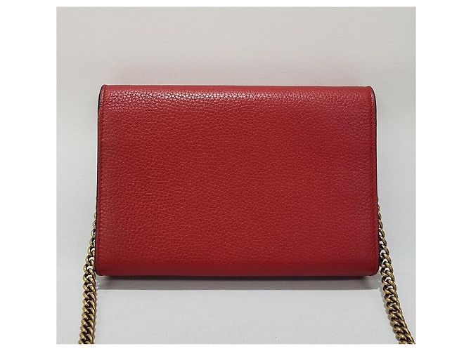 Borsa a tracolla con catena Gucci Marmont WOC Rosso - vista 6
