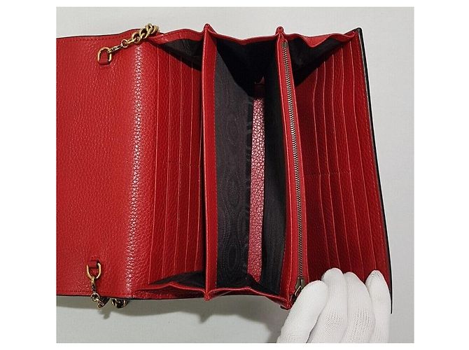 Borsa a tracolla con catena Gucci Marmont WOC Rosso - vista 8