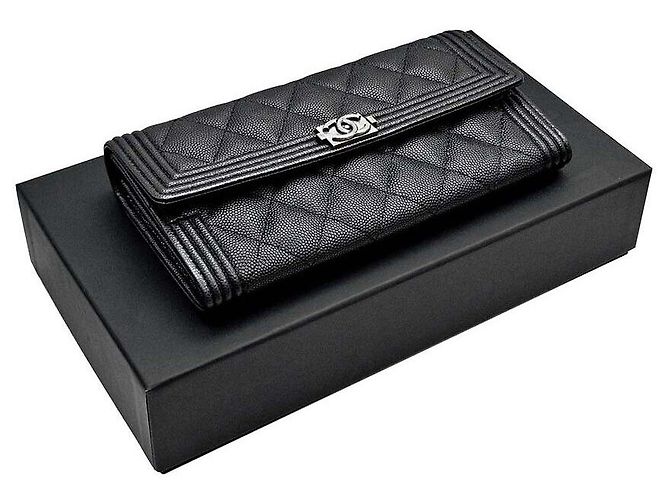 Chanel Cartera larga Caviar Boy Negro - vista 7