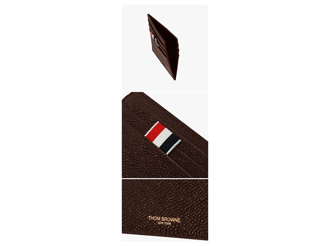 Thom Browne Wallet Pebble Grain Three-Line Tab Men's Card Wallet stamp: Black - view 9