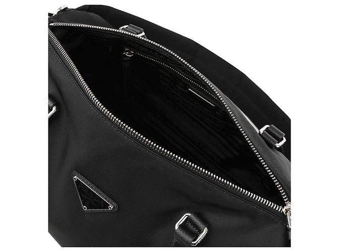 Prada Borsa Duffel Grande in Pelle Saffiano e Re-Nylon - vista 8