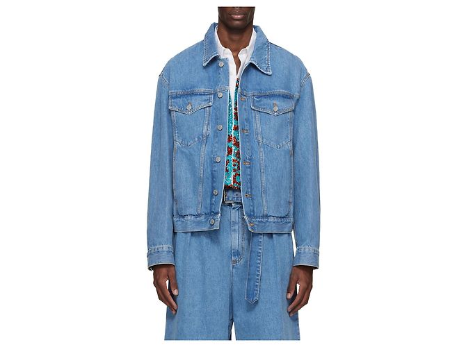 Dries Van Noten Skin Denimjacke Hellblau - Ansicht 9