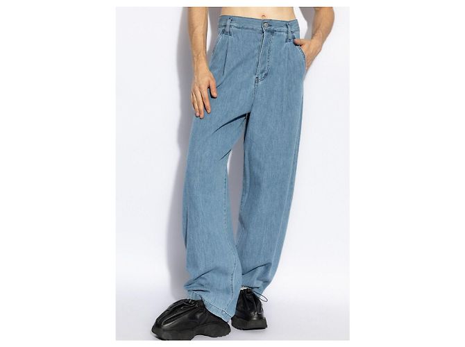 Dries Van Noten PENNING Plissierte Jeans aus hellblauem Denim - Ansicht 8