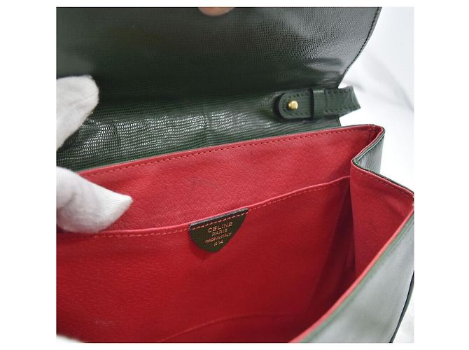 Céline Borsa crossbody in pelle verde Marrone - vista 8