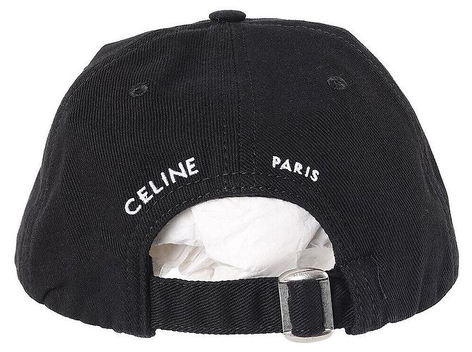 Céline Baumwoll-Twill-Kappe Schwarz und Weiß - Ansicht 4