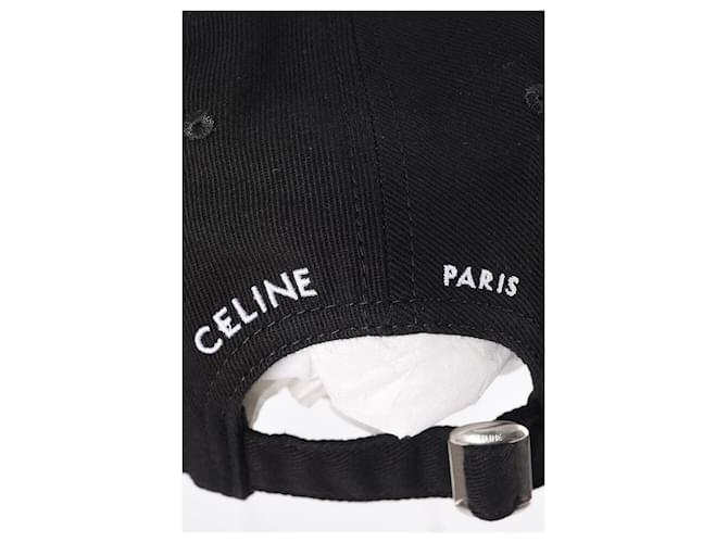 Céline Baumwoll-Twill-Kappe Schwarz und Weiß - Ansicht 6