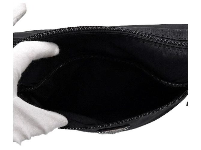 Prada Tesuto Nylon Schultertasche und Crossbody-Bag mit Dreiecks-Logo Schwarz - Ansicht 6