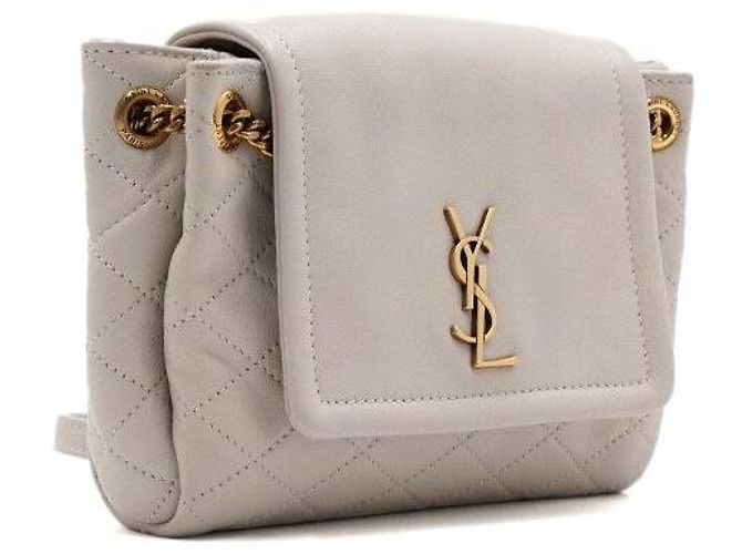 Saint Laurent Borsa a tracolla e spalla Nolita in pelle d'agnello crema con monogramma dorato Bianco - vista 3