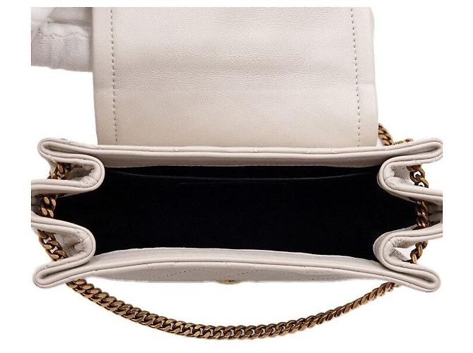 Saint Laurent Borsa a tracolla e spalla Nolita in pelle d'agnello crema con monogramma dorato Bianco - vista 5