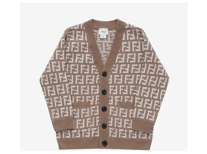 Fendi Cardigan in jacquard per bambini AOBG Multicolore - vista 2