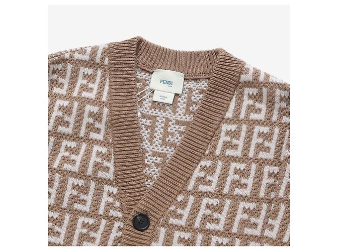 Fendi Cardigan in jacquard per bambini AOBG Multicolore - vista 5