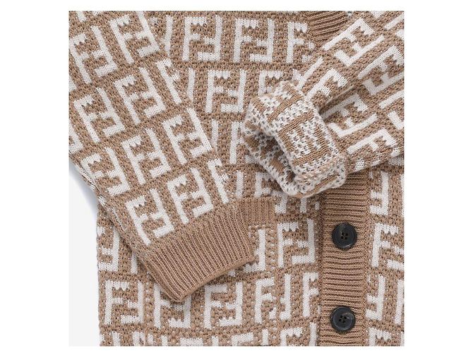 Fendi Cardigan in jacquard per bambini AOBG Multicolore - vista 6