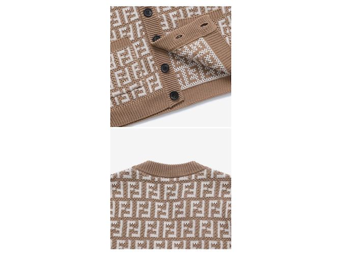 Fendi Cardigan in jacquard per bambini AOBG Multicolore - vista 8