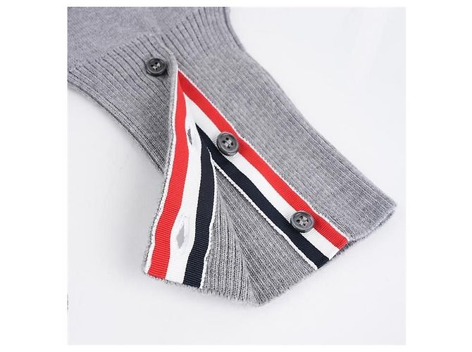 Thom Browne Gestreifter Wollcardigan Silber - Ansicht 13