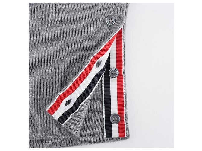 Thom Browne Gestreifter Wollcardigan Silber - Ansicht 14