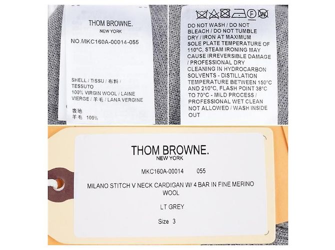 Thom Browne Gestreifter Wollcardigan Silber - Ansicht 16