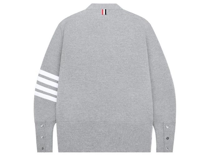 Thom Browne Gestreifter Wollcardigan Silber - Ansicht 2