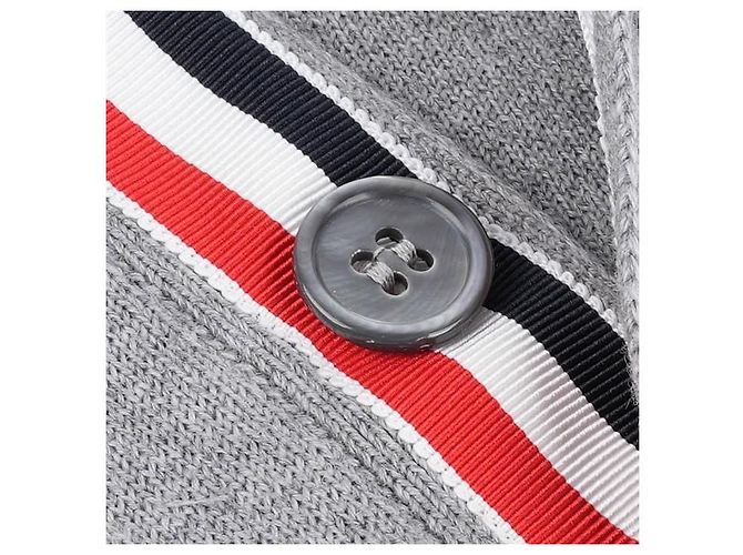 Thom Browne Gestreifter Wollcardigan Silber - Ansicht 3