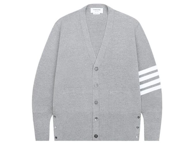 Thom Browne Gestreifter Wollcardigan Silber - Ansicht 9