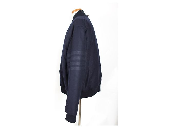 Thom Browne Cashmere Asymmetric Stripe Bomber Jacket Padding Black - view 2