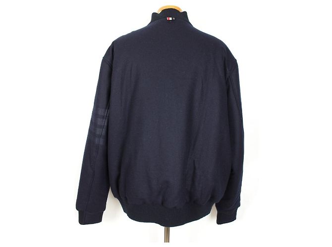 Thom Browne Cashmere Asymmetric Stripe Bomber Jacket Padding Black - view 4