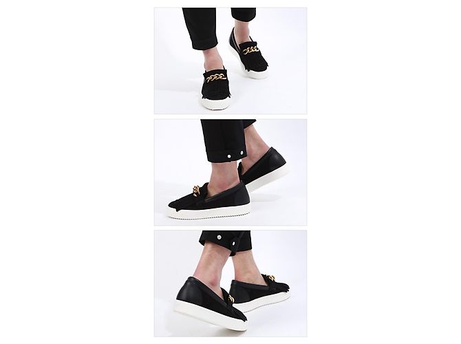 Giuseppe Zanotti Slip-On con cadena dorada NERO Roja - vista 2