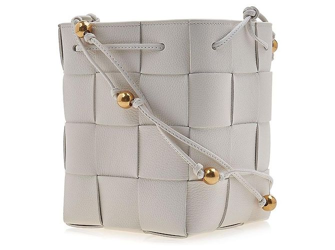 Bottega Veneta Mini Borsa Secchiello Intrecciato Bianco - vista 2