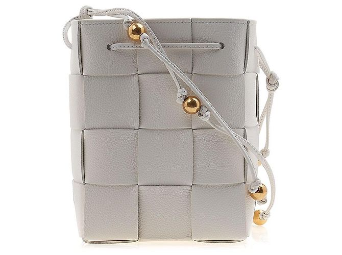 Bottega Veneta Mini Borsa Secchiello Intrecciato Bianco - vista 3