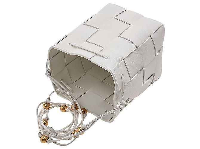Bottega Veneta Mini Borsa Secchiello Intrecciato Bianco - vista 4