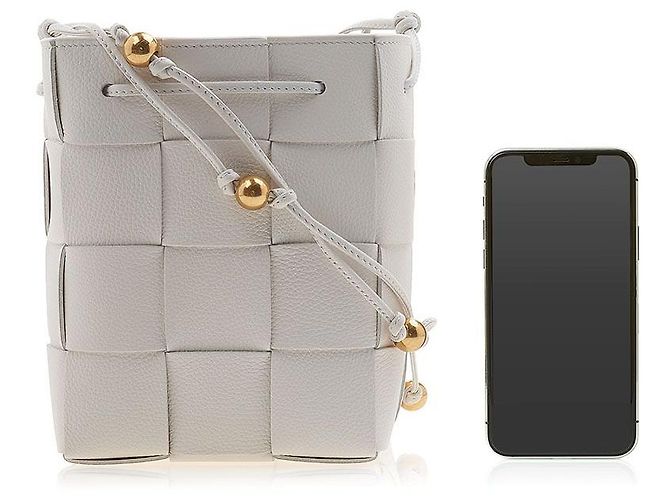 Bottega Veneta Mini Borsa Secchiello Intrecciato Bianco - vista 6