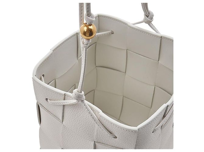 Bottega Veneta Mini Borsa Secchiello Intrecciato Bianco - vista 8